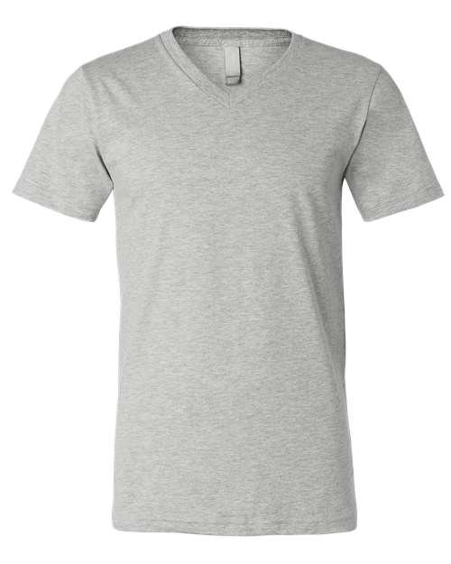 Unisex Heather CVC V-Neck Tee — Athletic Heather (front)