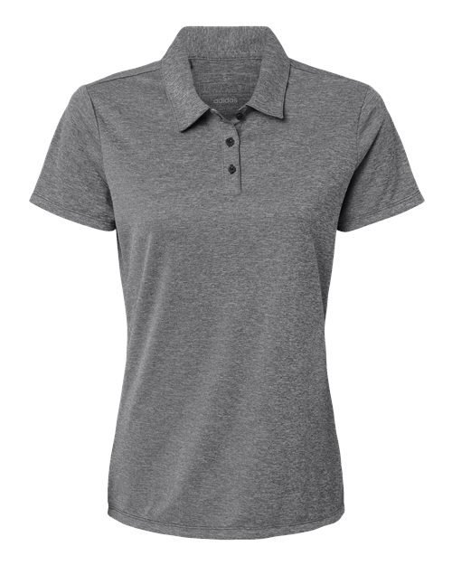 Women’s Heathered Polo — Black Melange (front)