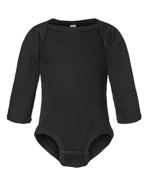 Infant Fine Jersey Long Sleeve Bodysuit — Black (front)