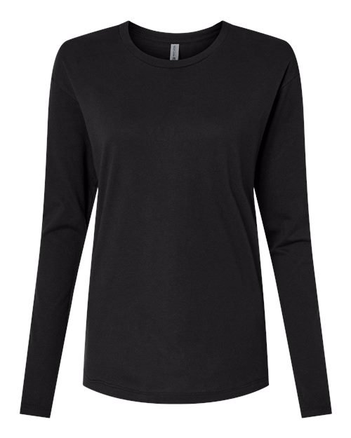 Women’s Cotton Relaxed Long Sleeve T-Shirt — Black (front)