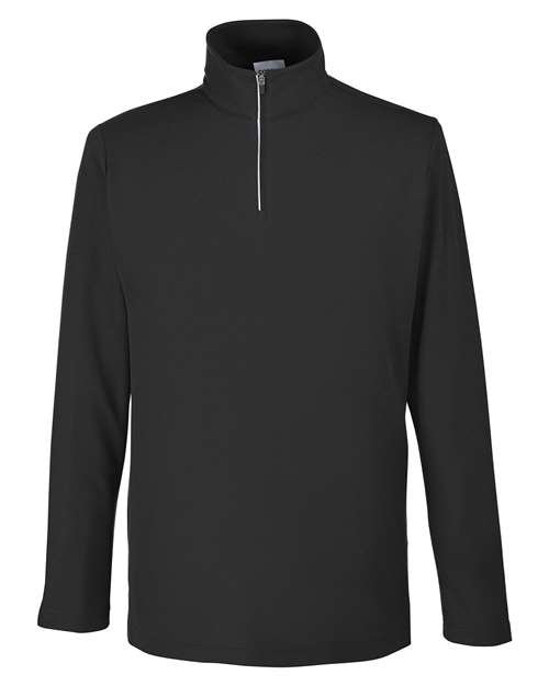 Men’s Fusion ChromaSoft™ Pique Quarter-Zip Pullover — Black (front)