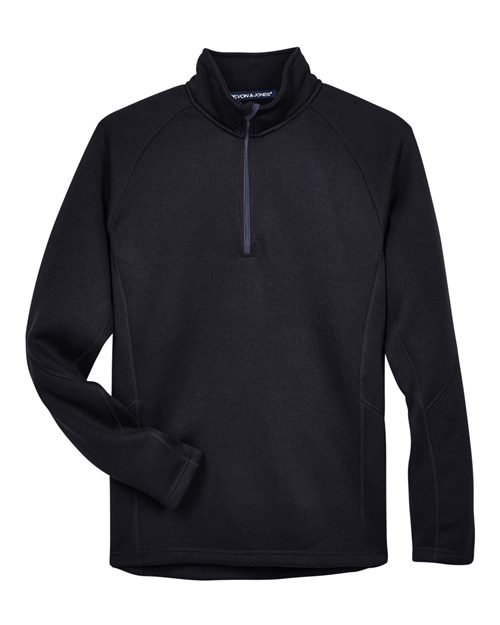 Unisex Bristol Sweater Fleece Quarter-Zip Pullover — Black (front)
