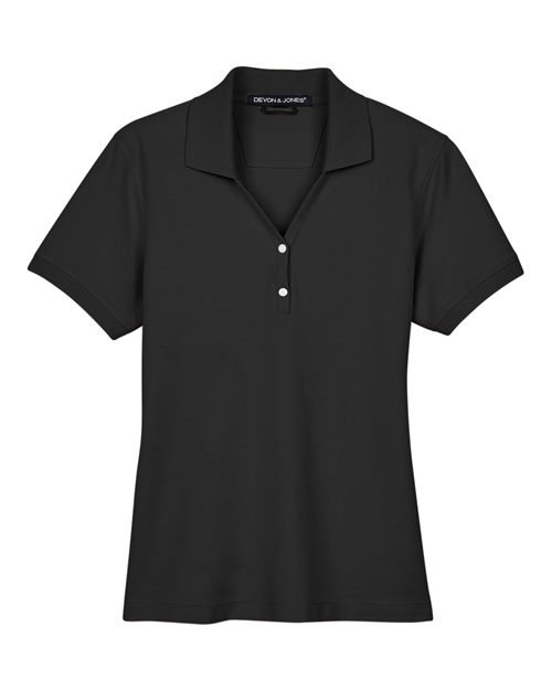 Women’s Pima Piqué Polo — Black (front)