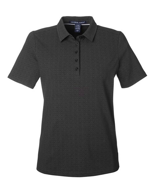 Women’s Crownlux Performance® Geo Polo — Black/ Graphite (front)