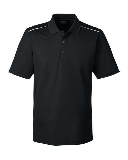 Men’s Radiant Performance Piqué Polo with Reflective Piping — Black (front)
