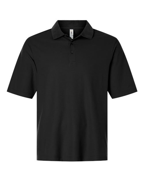 Men’s Tall Resolve CVC Performance Pique Polo — Black (front)