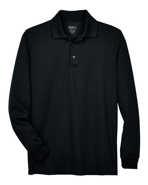 Men’s Tall Pinnacle Performance Long Sleeve Piqué Polo — Black (front)