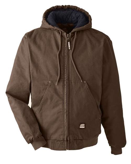 Men’s Heartland Washed Cotton Duck Hooded Jacket — Bark (front)