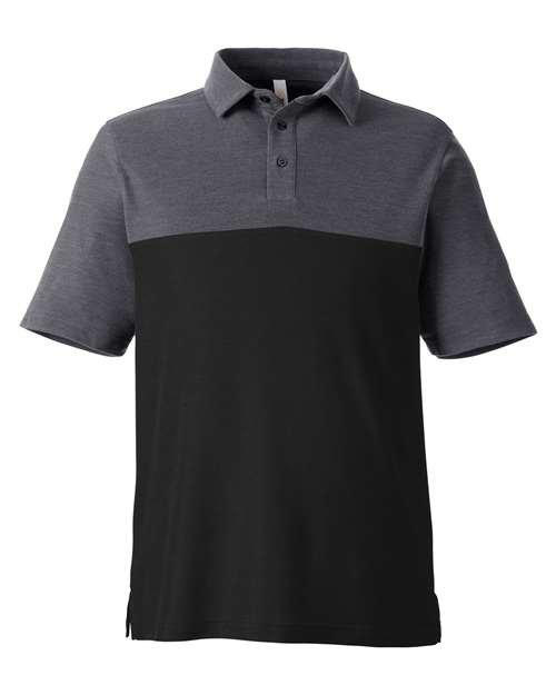 Men’s Fusion ChromaSoft™ Colorblock Polo — Black/ Carbon Heather (front)