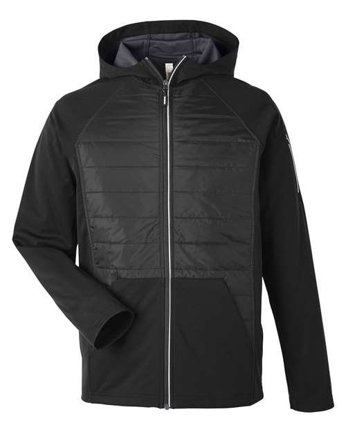 Unisex Techno Lite Hybrid Hooded Jacket — Black (front)