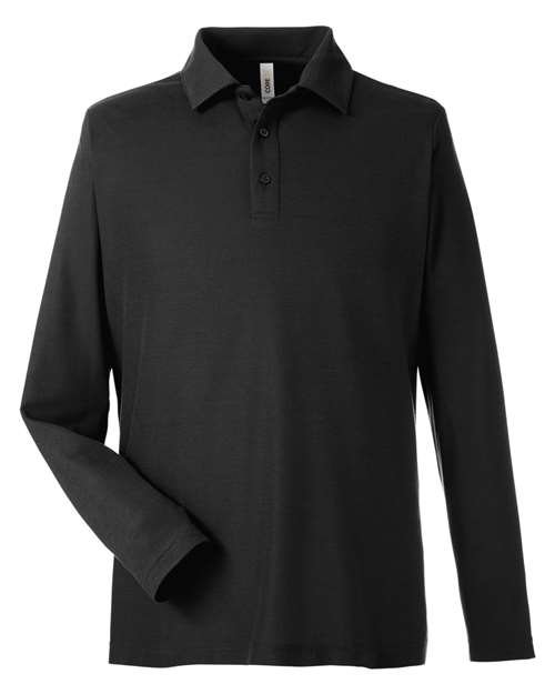 Men’s Fusion ChromaSoft™ Long Sleeve Pique Polo — Black (front)
