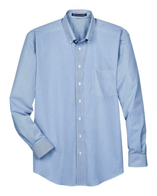 Men’s Crown Collection® Banker Stripe Woven Dress Shirt — French Blue (front)
