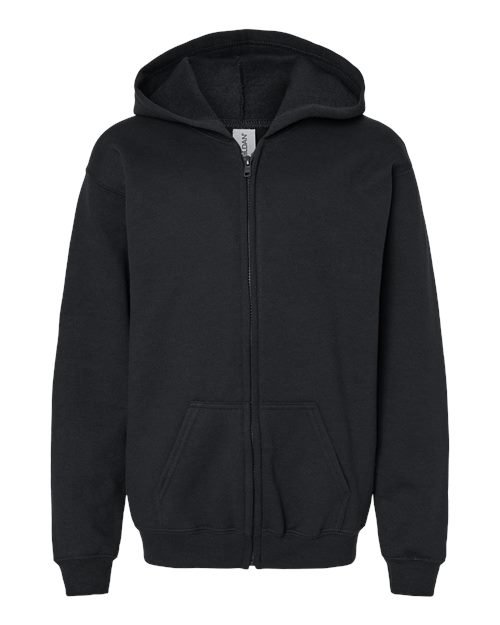 Youth Heavy Blend™ Full-Zip Hooded Sweatshirt — Black (front)