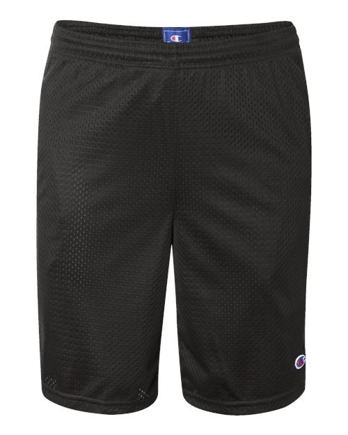 Unisex 9″ Mesh Shorts with Pockets — Black (front)