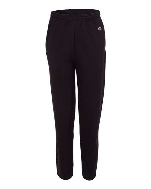 Unisex Powerblend® Open-Bottom Sweatpants with Pockets — Black (front)