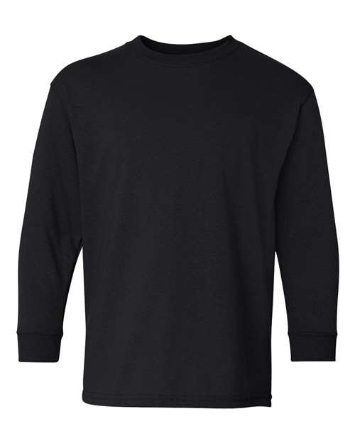 Youth Heavy Cotton™ Long Sleeve T-Shirt — Black (front)