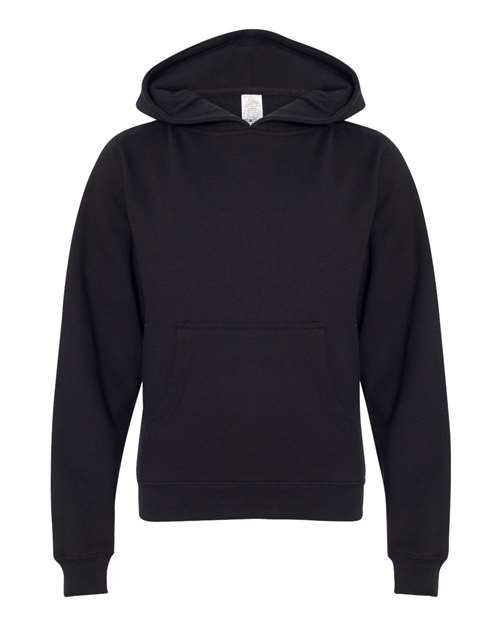Youth Midweight Hooded Sweatshirt — Black (front)