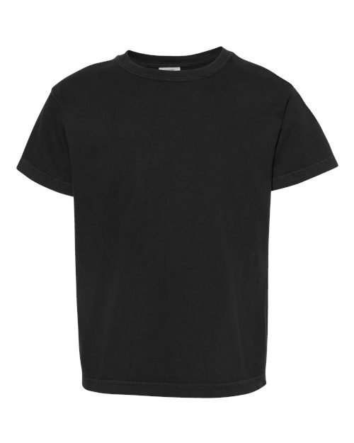 Youth Garment-Dyed Heavyweight T-Shirt — Black (front)