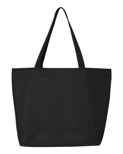 25L Zippered Tote — Black (front)