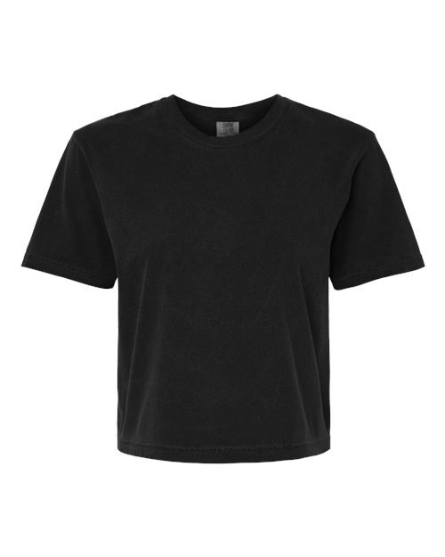Women’s Garment-Dyed Heavyweight Boxy T-Shirt — Black (front)