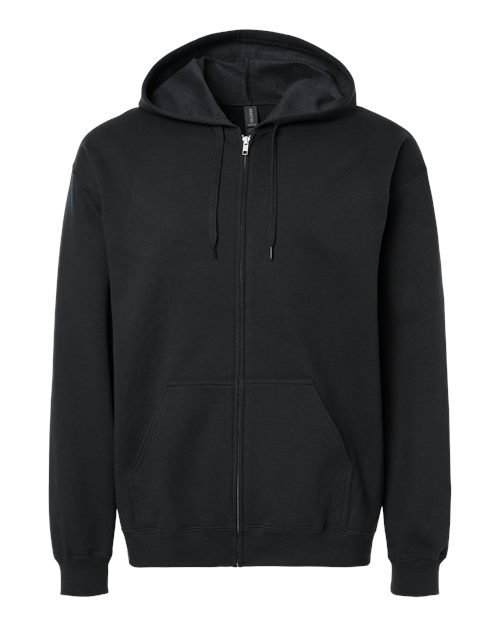 Unisex Softstyle® Full-Zip Hooded Sweatshirt — Black (front)